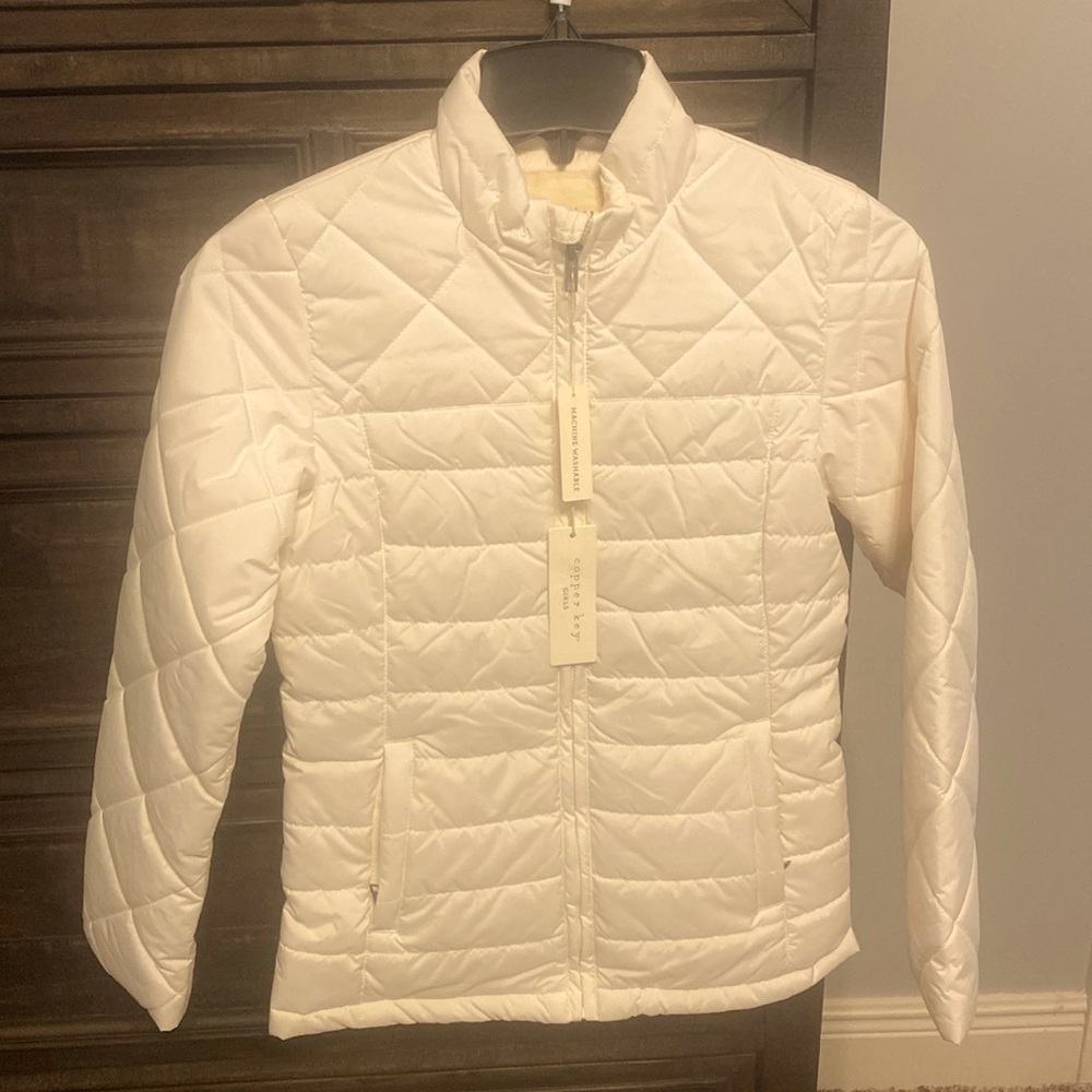 Off white Copper Key thin puffer zip up jacket